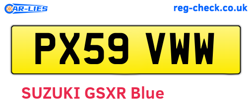PX59VWW are the vehicle registration plates.