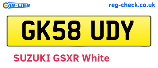 GK58UDY are the vehicle registration plates.