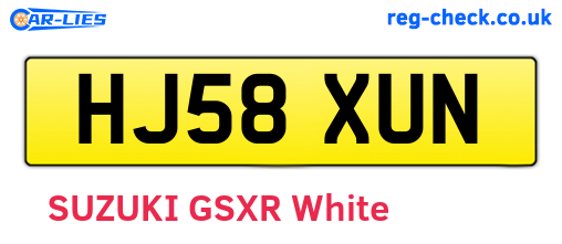 HJ58XUN are the vehicle registration plates.