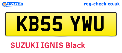 KB55YWU are the vehicle registration plates.