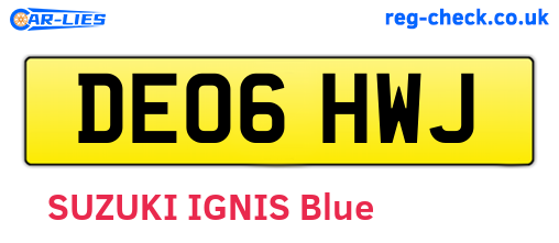 DE06HWJ are the vehicle registration plates.