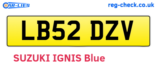 LB52DZV are the vehicle registration plates.