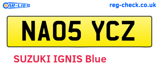 NA05YCZ are the vehicle registration plates.