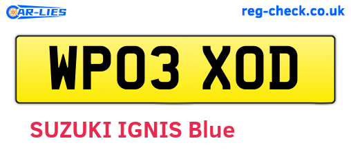 WP03XOD are the vehicle registration plates.