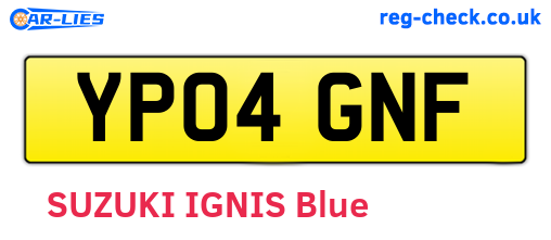 YP04GNF are the vehicle registration plates.