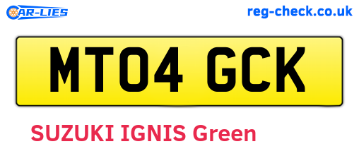 MT04GCK are the vehicle registration plates.