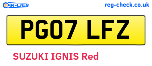 PG07LFZ are the vehicle registration plates.