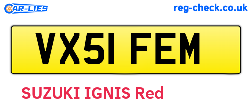 VX51FEM are the vehicle registration plates.