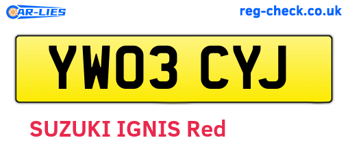 YW03CYJ are the vehicle registration plates.