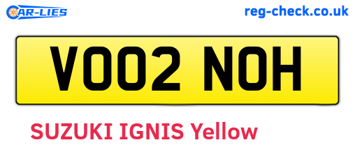 VO02NOH are the vehicle registration plates.