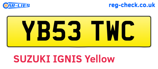 YB53TWC are the vehicle registration plates.