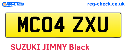 MC04ZXU are the vehicle registration plates.