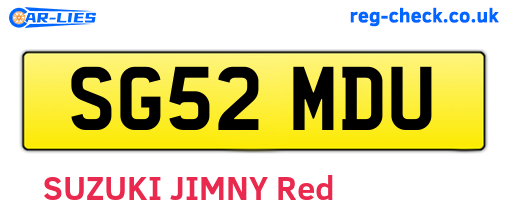 SG52MDU are the vehicle registration plates.