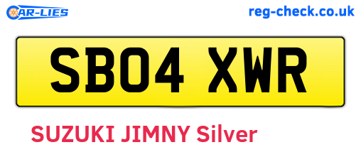 SB04XWR are the vehicle registration plates.