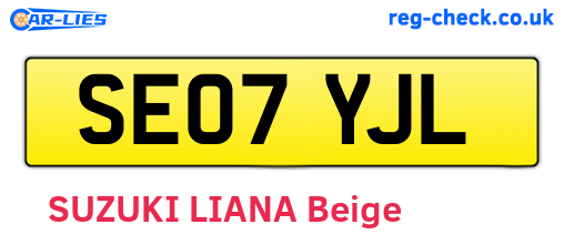 SE07YJL are the vehicle registration plates.