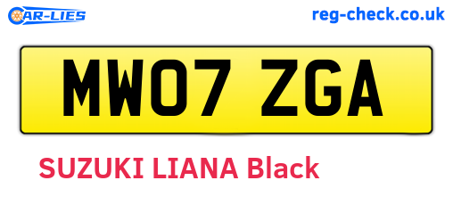 MW07ZGA are the vehicle registration plates.