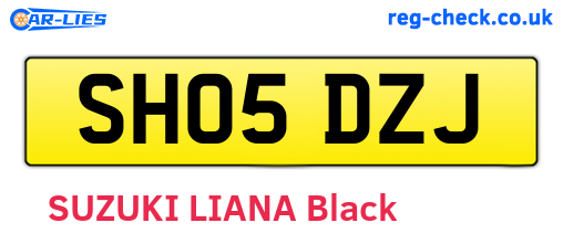 SH05DZJ are the vehicle registration plates.