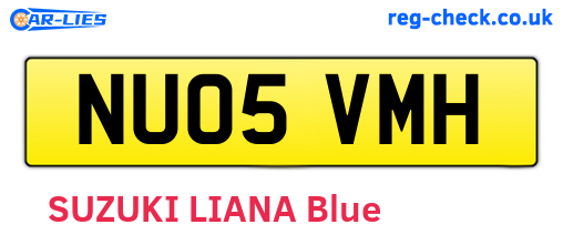 NU05VMH are the vehicle registration plates.