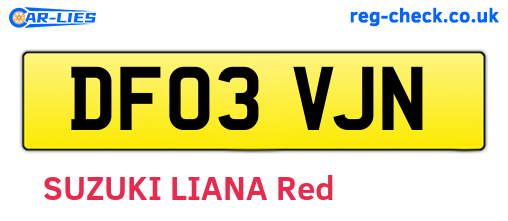 DF03VJN are the vehicle registration plates.