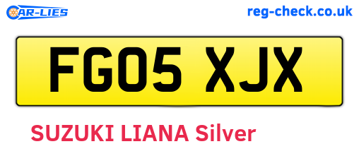 FG05XJX are the vehicle registration plates.