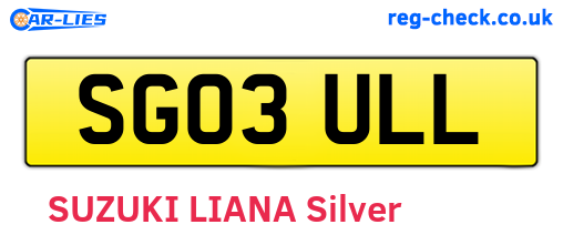 SG03ULL are the vehicle registration plates.