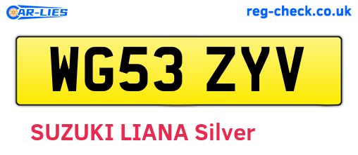 WG53ZYV are the vehicle registration plates.