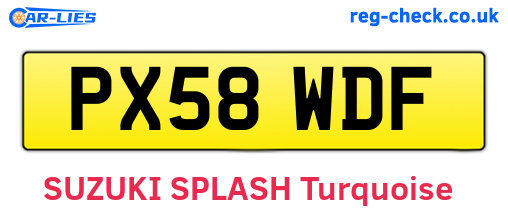 PX58WDF are the vehicle registration plates.