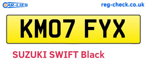 KM07FYX are the vehicle registration plates.