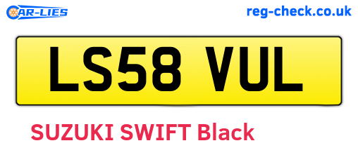 LS58VUL are the vehicle registration plates.