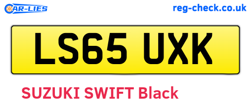 LS65UXK are the vehicle registration plates.