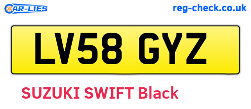 LV58GYZ are the vehicle registration plates.