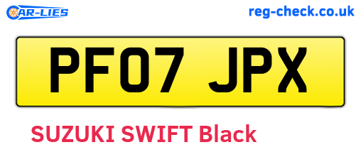 PF07JPX are the vehicle registration plates.