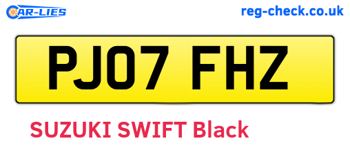 PJ07FHZ are the vehicle registration plates.