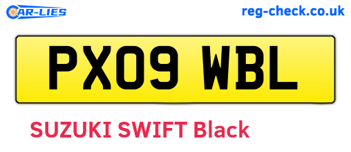 PX09WBL are the vehicle registration plates.