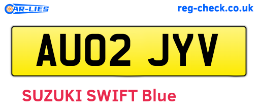 AU02JYV are the vehicle registration plates.