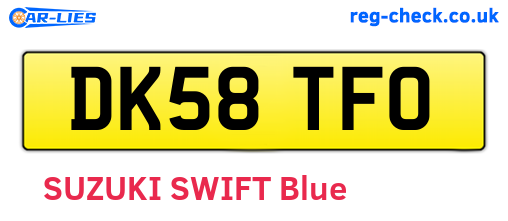 DK58TFO are the vehicle registration plates.
