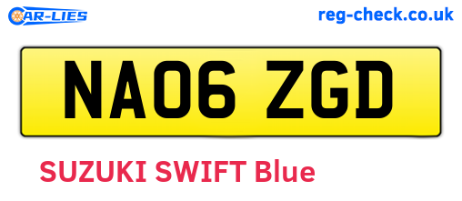NA06ZGD are the vehicle registration plates.