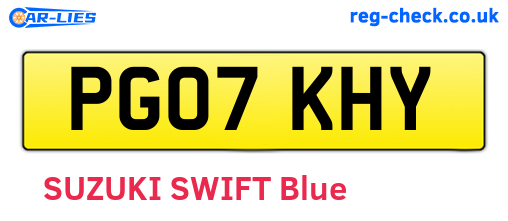 PG07KHY are the vehicle registration plates.