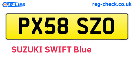 PX58SZO are the vehicle registration plates.