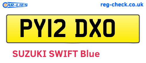 PY12DXO are the vehicle registration plates.