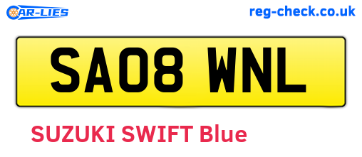 SA08WNL are the vehicle registration plates.