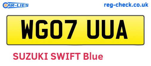 WG07UUA are the vehicle registration plates.
