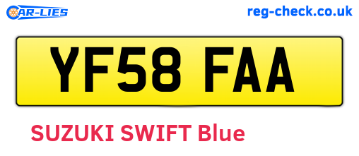 YF58FAA are the vehicle registration plates.