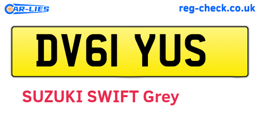 DV61YUS are the vehicle registration plates.