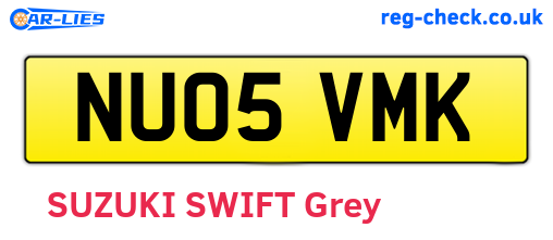 NU05VMK are the vehicle registration plates.