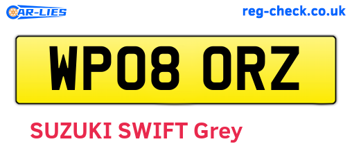 WP08ORZ are the vehicle registration plates.