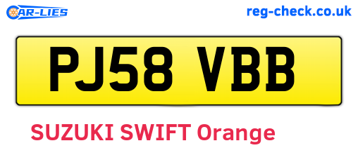 PJ58VBB are the vehicle registration plates.