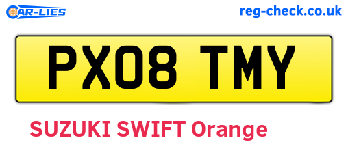 PX08TMY are the vehicle registration plates.