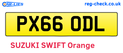 PX66ODL are the vehicle registration plates.
