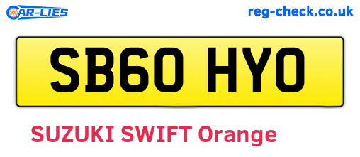 SB60HYO are the vehicle registration plates.